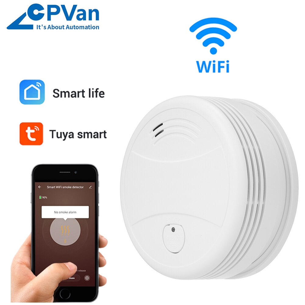 CPVan Smoke Detector Wifi Fire Smoke Tuya APP Control Smoke Sensor Protection Detector Smoke Sensor Home Alarm System rookmelder