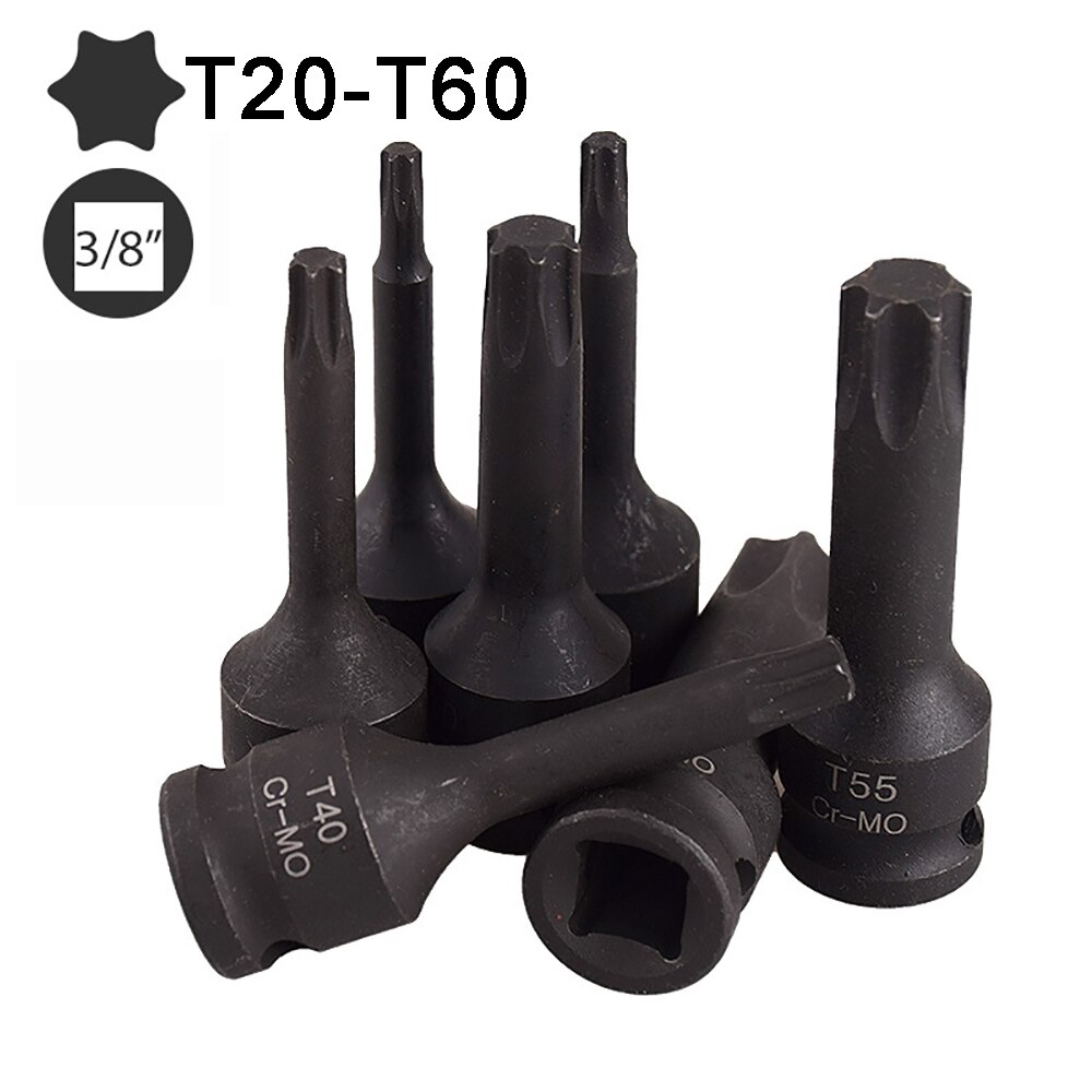 1Pc Torx Bit Elektrische Slagmoersleutel Air Wrench Adapter Bit 3/8 "Adapter Drive Socket T20 T25 T30 T40 t50 T55 T60 Hand Tool
