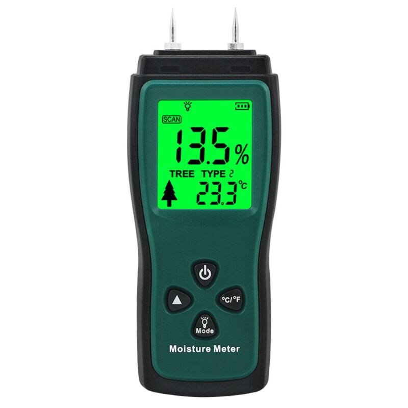 Two Pins Digital Wood Moisture Meter Wood Humidity Tester Timber Damp Detector LCD Display Probe Range 2%~70%