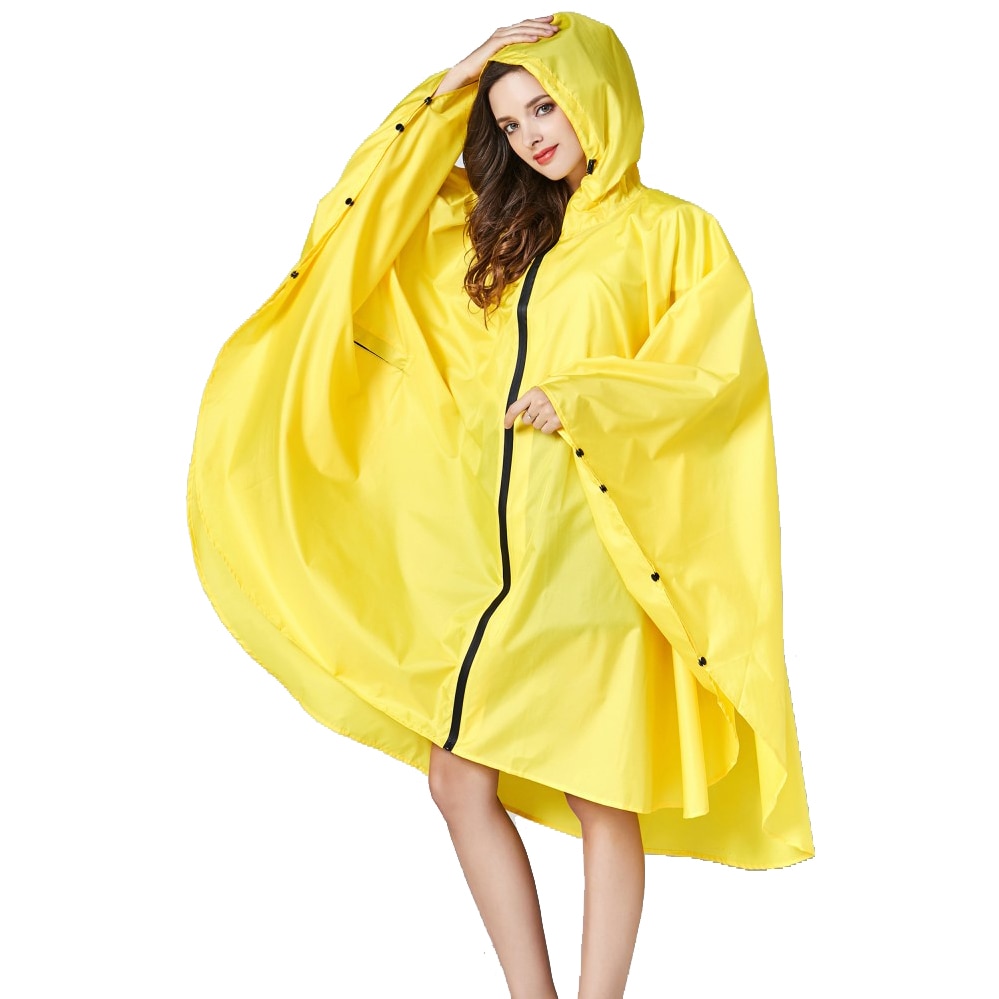 Black trench Coat Style Hooded Women men unisex Raincoat Outdoor Rain Poncho Waterproof Rain Coat 3 Colors Rainwear