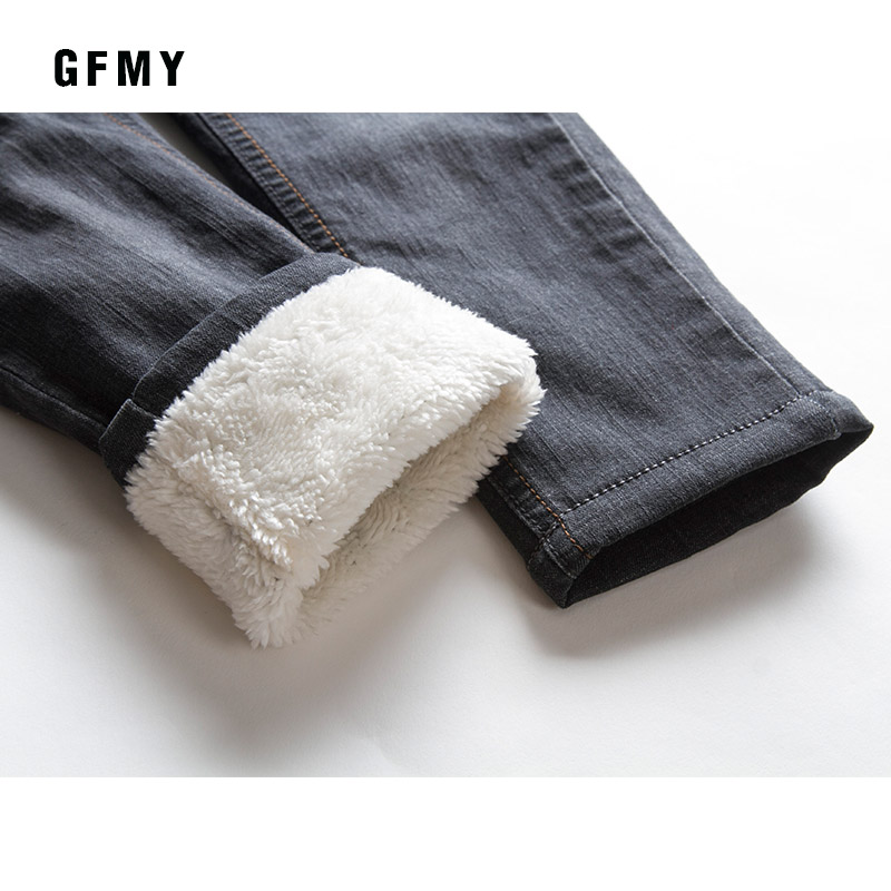 Gfmy brand fritid vinter sort plus velvet drenge jeans 3 år  -10 år hold varmen straight type 9082 #39