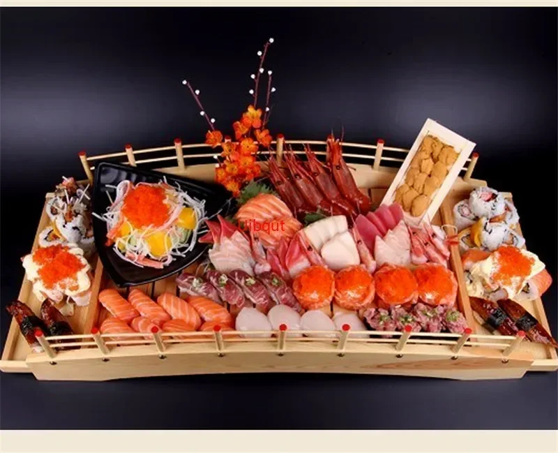 Cuisine japonaise en bois, pont à Sushi, bateaux, pin , assiette à Sushi Sashimi, plateau, vaisselle à Sushi, ornement de décoration