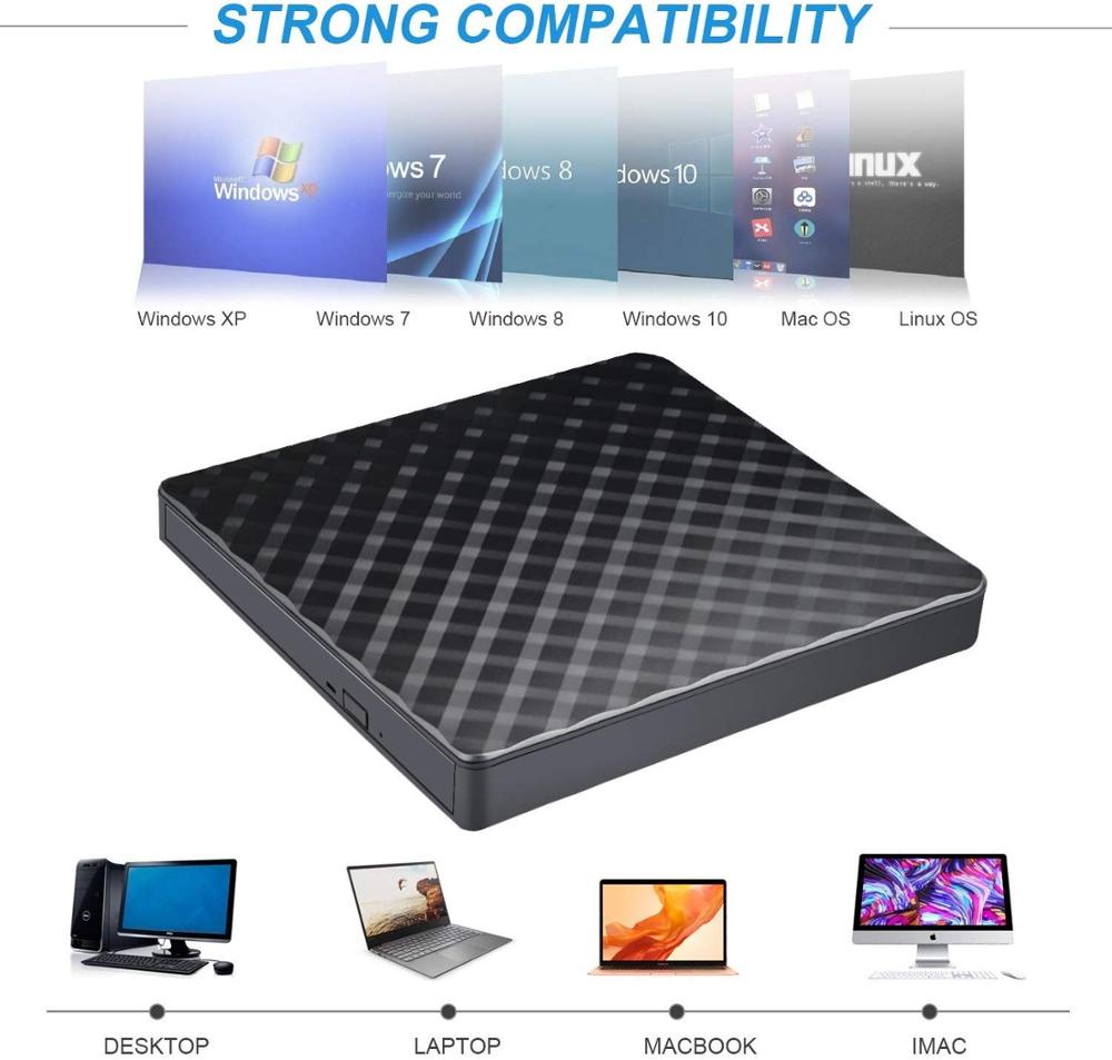 Zewnętrzny napęd DVD CD, USB 3.0 robić laptopa sterowanie dotykowe szczupły CD DVD +/-RW nagrywarka nagrywarki nagrywarka robić okna prochowiec 10/8/7