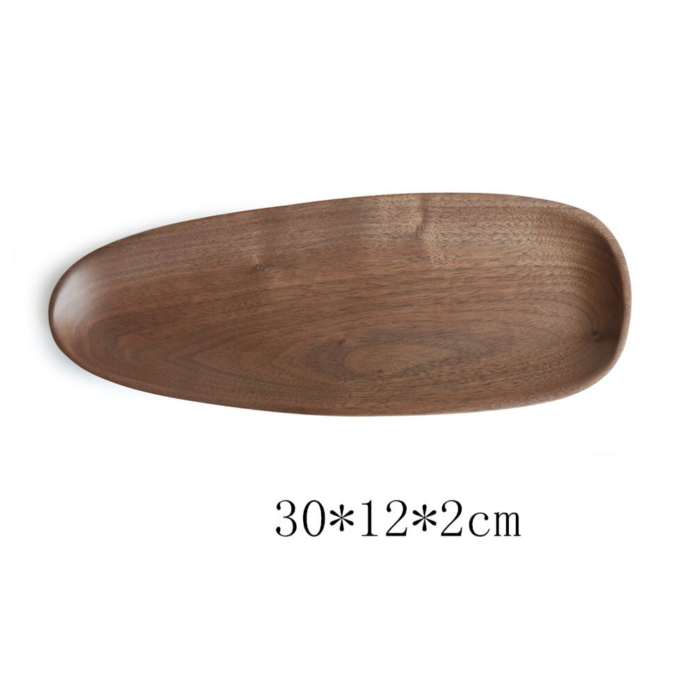 Ovalado irregular de madera de nogal Pan de frutas platos plato bandeja de té postre artículos de mesa plato para cena conjunto: 30x12x2cM