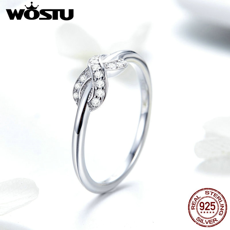 WOSTU européen réel 925 en argent Sterling infini amour CZ bague pour les femmes de mariage bagues de fiançailles bijoux de luxe CQR494