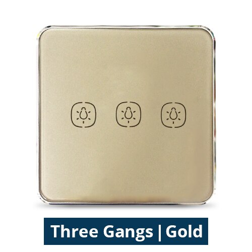 Zemismart Wireless Switch Work with Tuya Zigbee Hub One Two Three Gangs Touch Switches Sticker Battery Smart Life App Control: Gold 3 Gangs