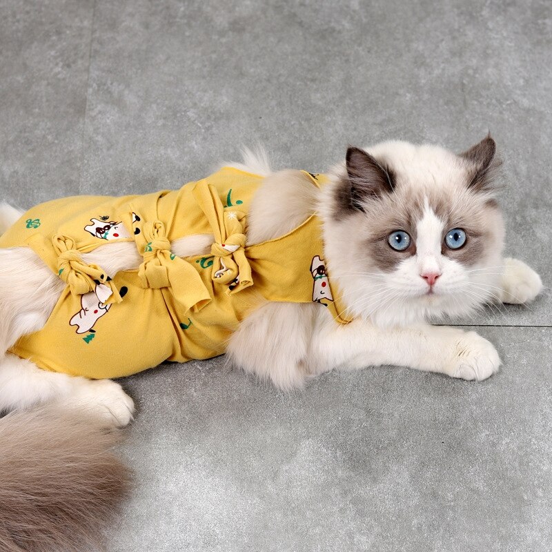 Trajes de recuperación quirúrgica para gato, ropa de recuperación para heridas, camisa de perro después de la cirugía, traje de recuperación de destete, ropa para mascotas: 01-Pet recovery suit / S