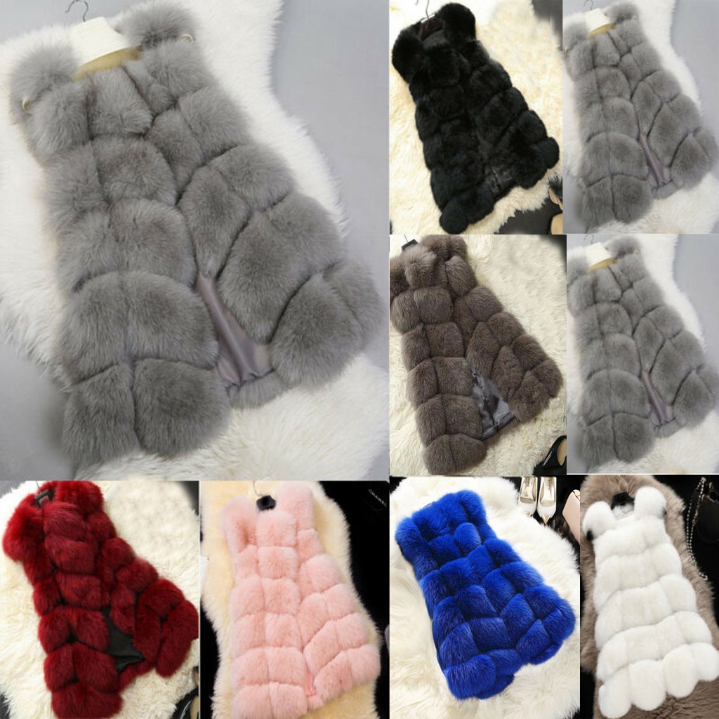 Faux Fur Jas Herfst Winter Vrouwen Mode Ongedwongen Warme Slim Mouwloze Faux Vos Bont Vest Winter Vrouwen casaco feminino