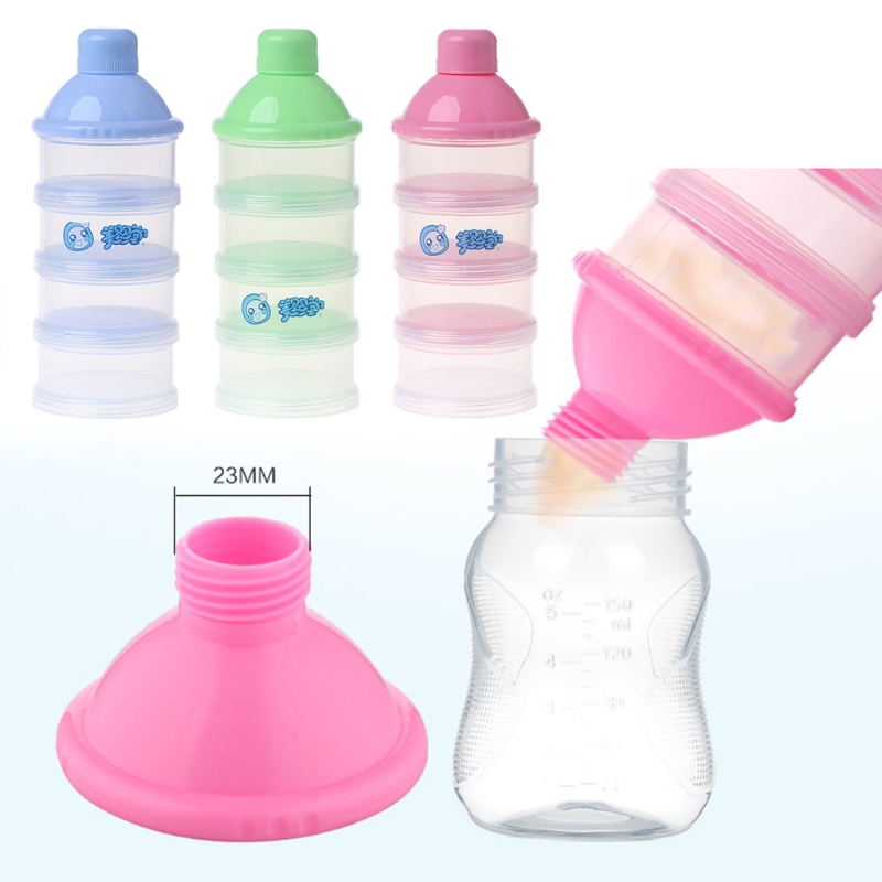 Leche en polvo para bebé portátil dispensador para almacenaje de leche de fórmula de 4 capas de maquillaje