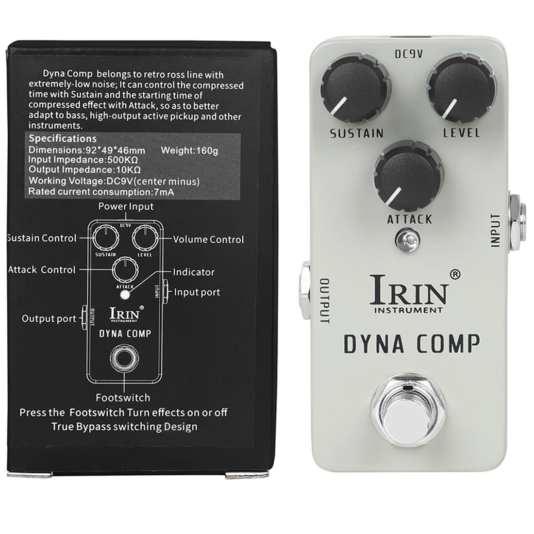 IRIN Guitarra Effect Pedal Compression Fuzz Overdrive Distortion Boost Bass True Bypass Pedals Electric Guitar Accessories: Dark Grey
