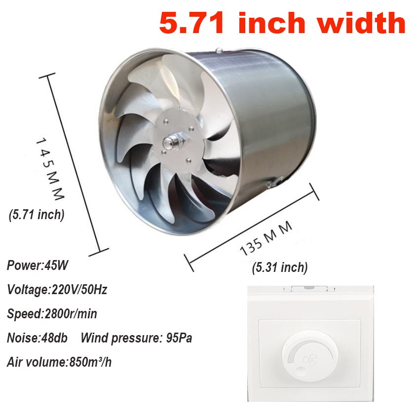 220V 3.9/5.7inch silence Ventilating Strong Exhaust Extractor Fan for Window Wall Bathroom Toilet Kitchen Mounted 100/150mm fan: 5.71inch with switch