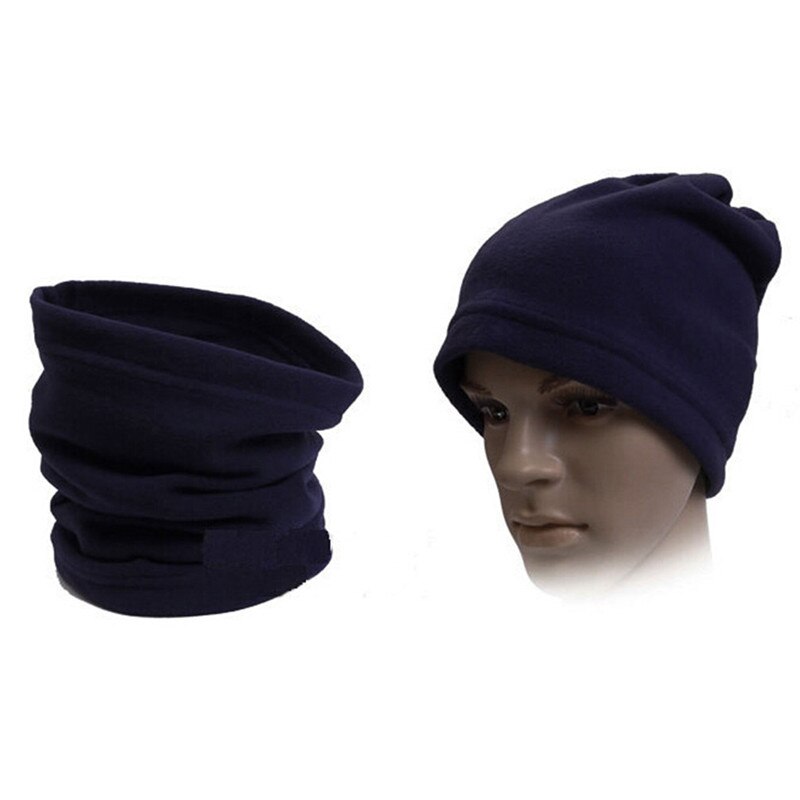 Warm Male Soft Fleece Scarves Men Winter Scarf Ring For Men Neck Shawl Snood Warp Collar Women Knitted Scarves: Navy Blue