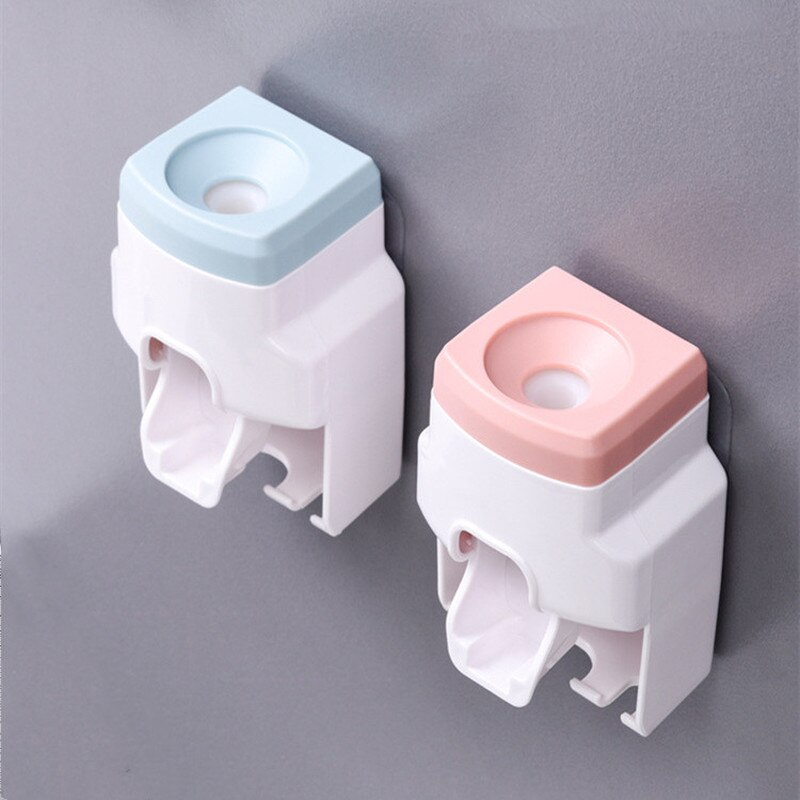 Wall Mount Automatic Toothpaste Dispenser and Small Toothbrush Holder Toothpaste Squeezer for Family Shower Bathroom