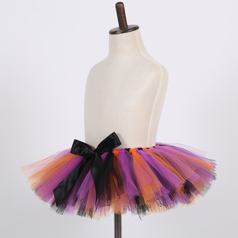 Barn heks cosplay tutu skjørt med heks lue lilla oransje svart fluffy mini tyll skjørt for baby jenter bursdag karneval fest