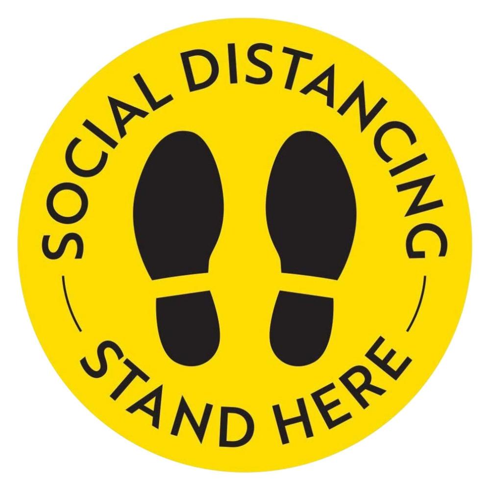 Calcomanías de suelo de separación Social, marcador de señal de suelo de seguridad, cartel de mantener la distancia de 6 pies, antideslizante, grado comercial 11 "redondo