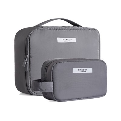 Travel Cosmetic Bag Beautician Make up Bag Quick Makeup Bag Purse Toiletry Bag Organizer Pink Makeup Pouch Waterproof Handbag: gray2 pcs