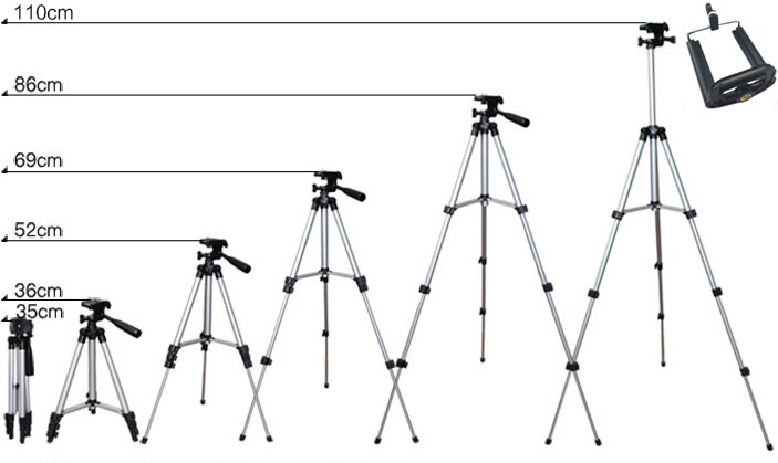 Udvidelig mobil smart telefon digitalkamera stativ stativ holder holder klip sæt til nikon til canon til iphone 6 6s 7: 110cm