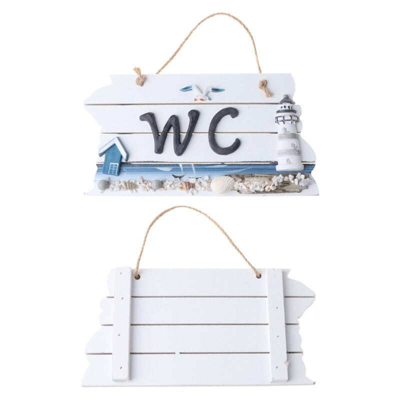 Mediterranean Style Carved WC Doorplate Wooden Door Sign Plaque Hanging Toilet Bathroom Signage