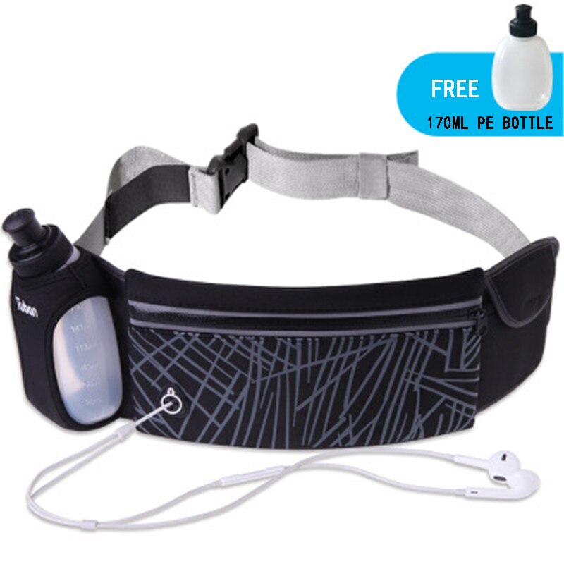 Dames grote capaciteit sporttas hardloopheuptas jogging waterdichte fietstas outdoor telefoon antidiefstal rugzak heuptas: Zwart grijs