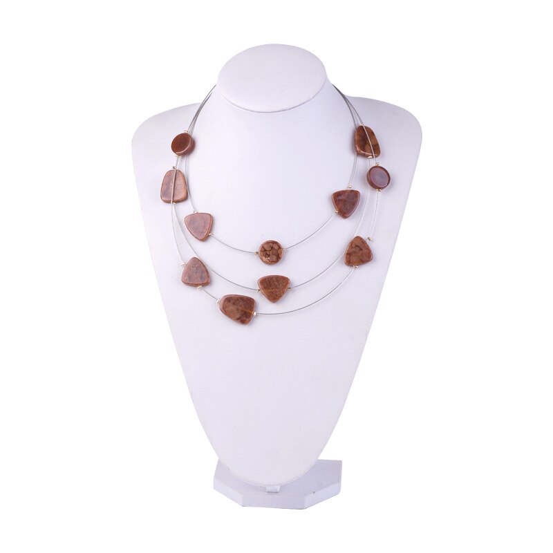 Vintage résine colliers pour femmes avec acrylique géométrique coeur pendentifs en métal longues chaînes colliers fête nouveaux bijoux: brown