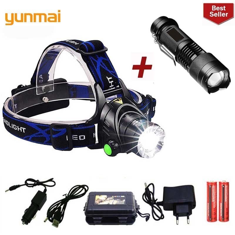 faro Led yunami T6 Zoom linterna impermeable cabeza Luminaria cabeza linterna Camping cabeza lámparas uso batería 18650