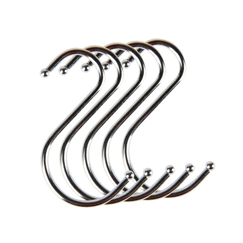 5PCS Stainless Steel S-hook Kitchen Hook Dormitory Hanger Wall Hanging Coat Rack Door Back Wardrobe Clothes