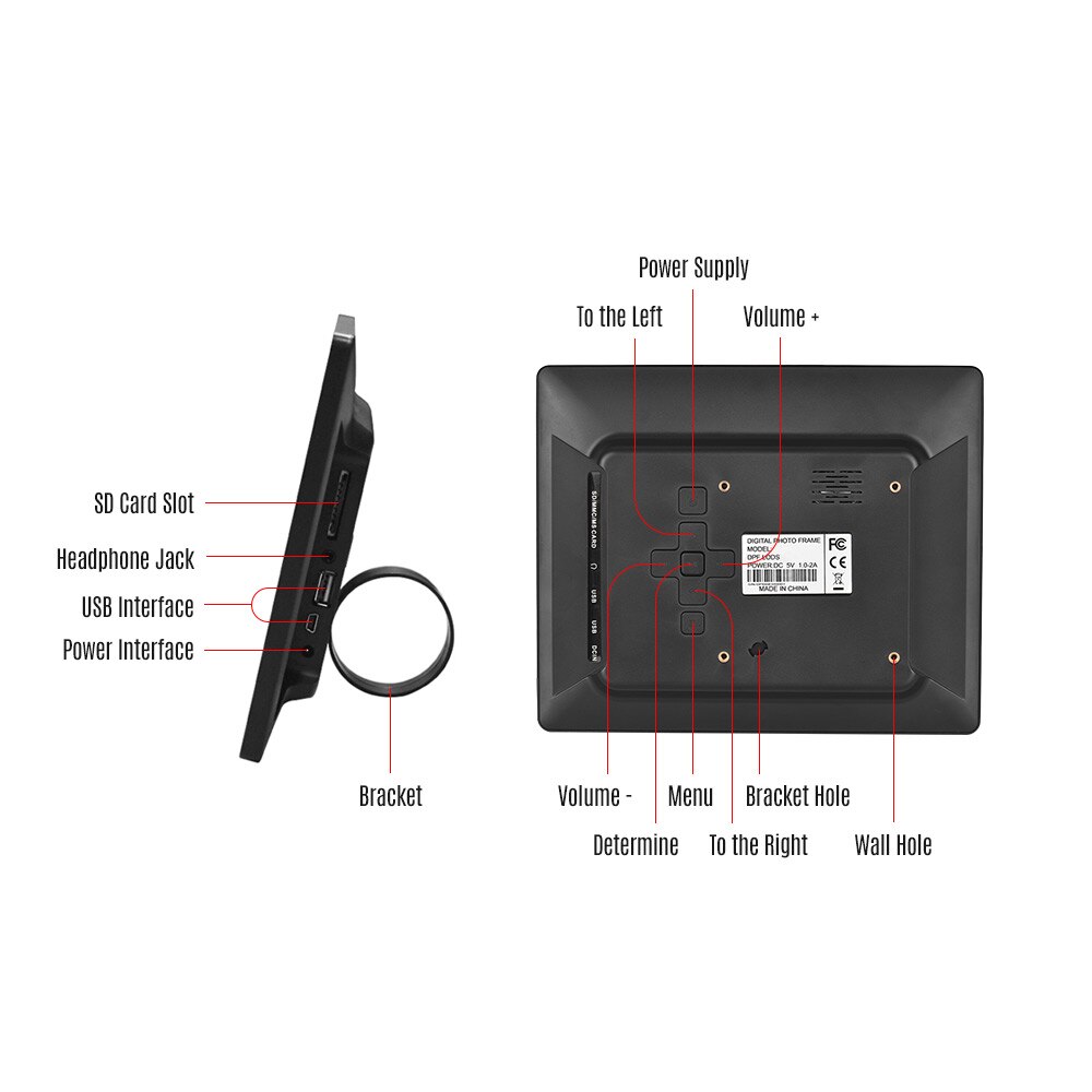 Andoer 8 "Digitale Fotolijst LED Scherm Eenvoudige Klok Foto Video Digitale Fotolijst voor Oudere Mensen Met Afstandsbediening controle