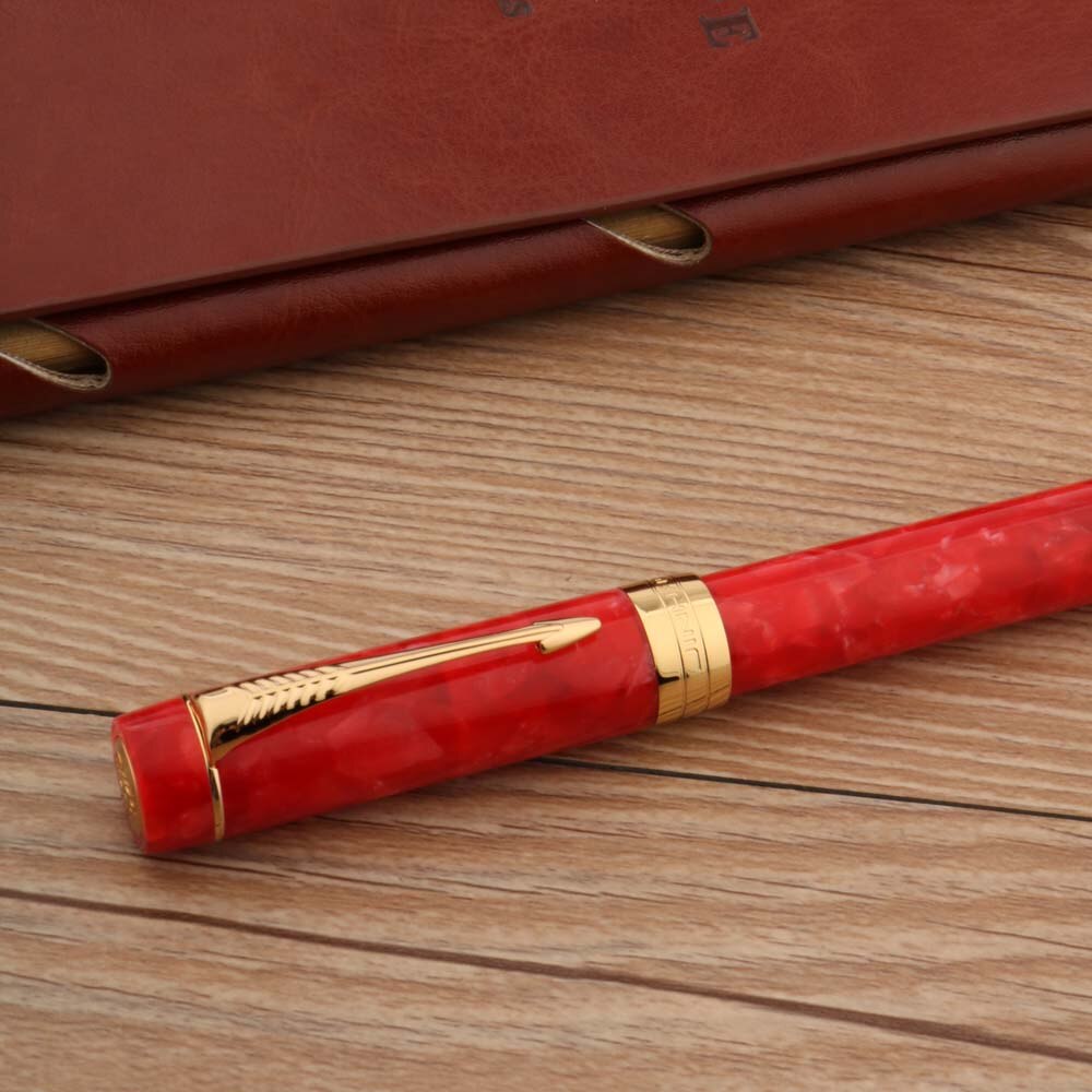 Jinhao 100 Acryl Brunnen Stift pfeil kirsche verrotten Dreh Elegante Unterschrift Goldene tinte stifte Schreibwaren Büro Liefert