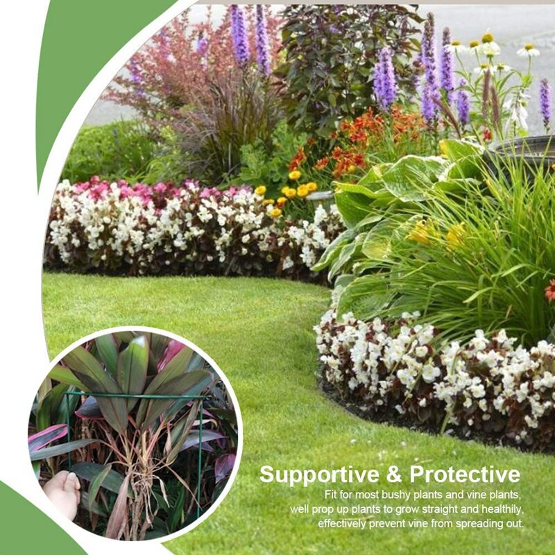 Garden Support Stake, 2-Pack Half Round Metal Garden Plant Supports, Garden Plant Support Ring, Border Support, Plant Support Ri