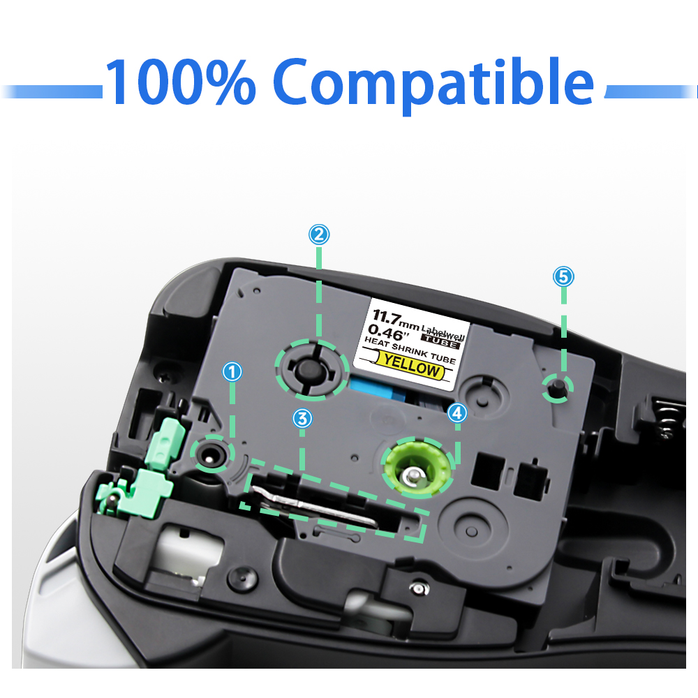 Labelwell 1Pcs Hse-241 Hse-231 Hse-221 Compatibel Voor Brother Hse 241 Hse241 Krimpkous Buizen Label Voor Brother P-touch Printer