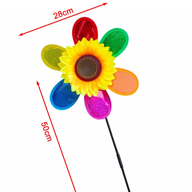 10Pcs Kleurrijke Regenboog Zon Bloem Spinner Wind Windmolen Tuin Yard Outdoor Decor Willekeurige Kleur Kids