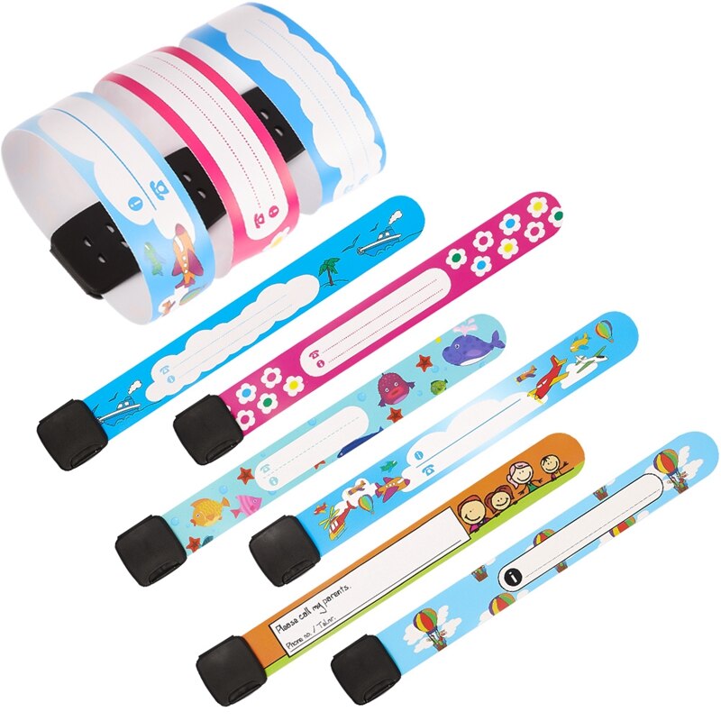 12Pcs/Set Children Travel Outdoor Safe Anti-lost Wristband Safety Recognition Bracelet For Kids Adjustable Waterproof