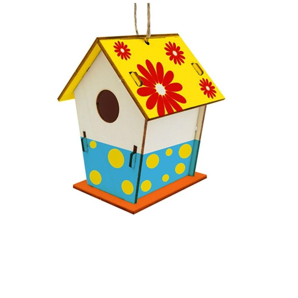 Wooden Home Decoration made with children DIY Hand Painted Crafts Graffiti Bird House Set 30ML: B