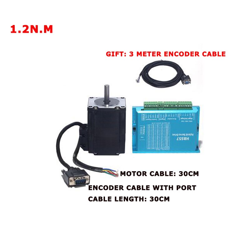 57HSE1.2N+HBS57/DL57 Closed-loop step motor 57 Stepper Motor Driver 1.2nm Servo Motor 1.2NM Hybrid closed loop Nema 23 2-phase.: HBS57 Kit 2