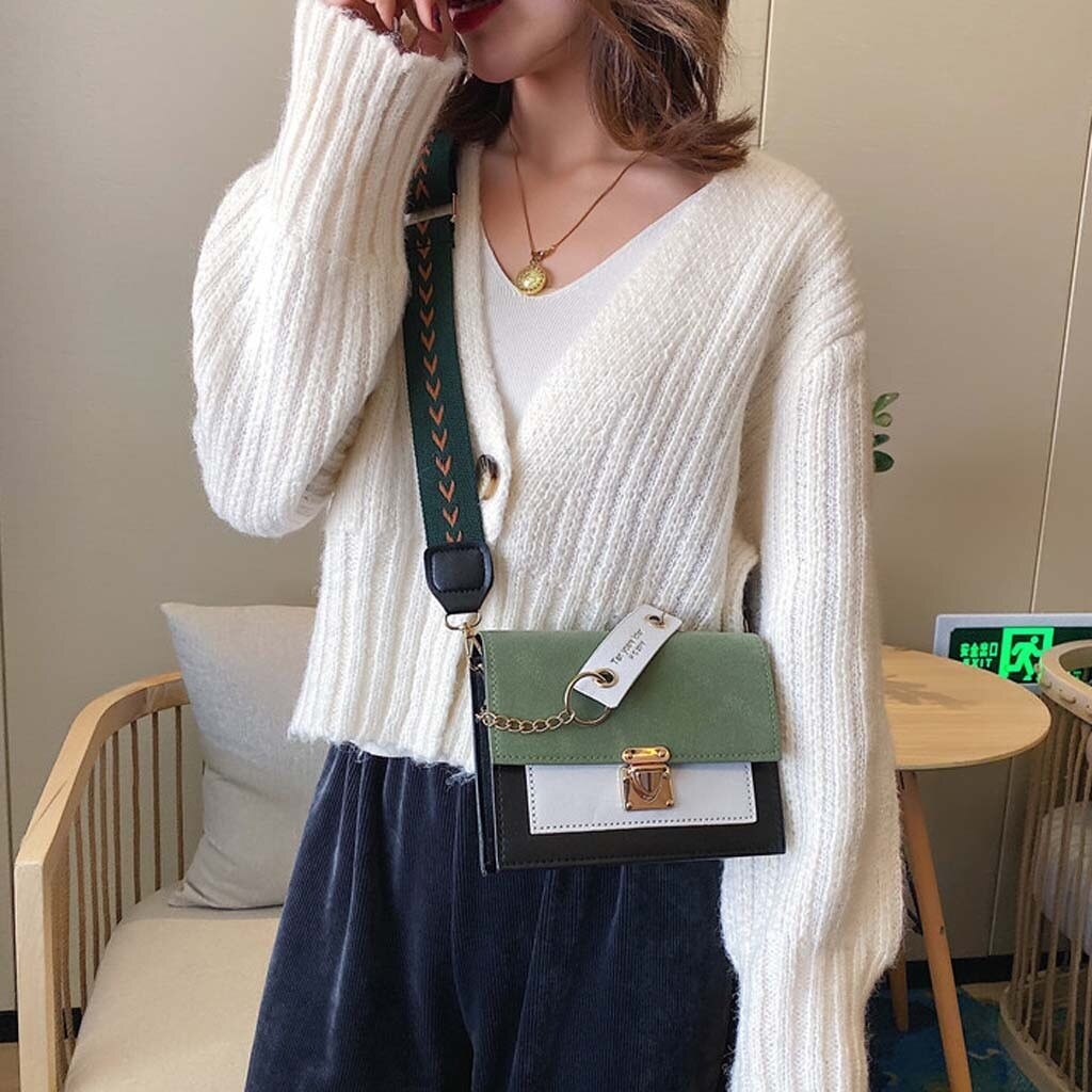 Crocodile pattern Shoulder Women's Matte Contrast Color Shoulder Messenger Bag Small Square Bag сумка женская