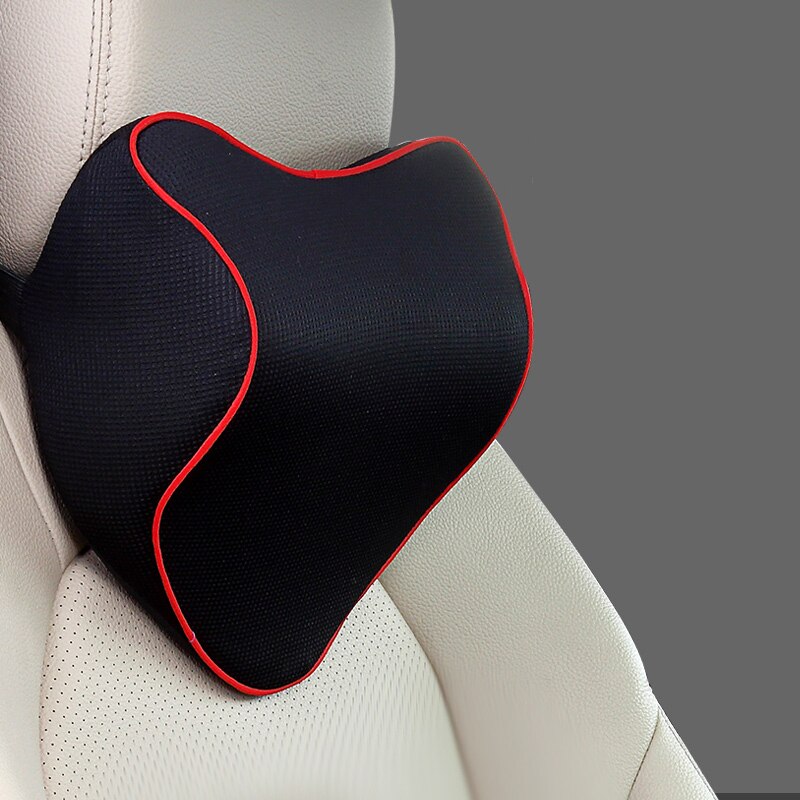 Bilpude nakkestøtte nakkepude sæde support pude lændehynde til bil rejse nakkestøtte auto nakkestøtte pude: Sort rød hals