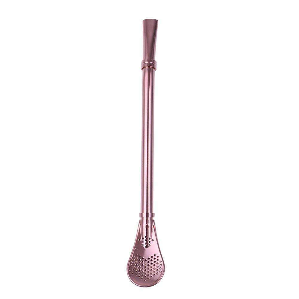 Stainless Steel Drinking Straw Tea Filter Handmade Yerba Mate Tea Strainer Gourd Washable Drinking Straws Tea Tool: Rose