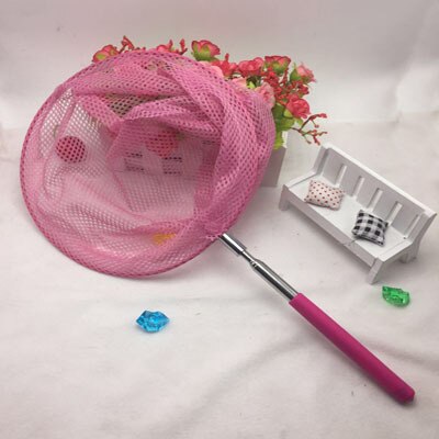 Pliant résille télescopique petit poisson extensible jusqu'à 83cm enfants papillon Net attraper insectes insectes jouets pour enfants jeu: Rose