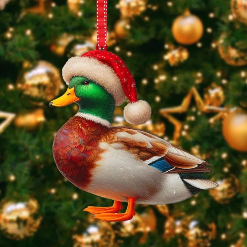 Christmas Tree Pendants Acrylic Cute Squirrel Hanging Ornaments For Wall Xmas Tree Decorations Party Supplies Year: army green