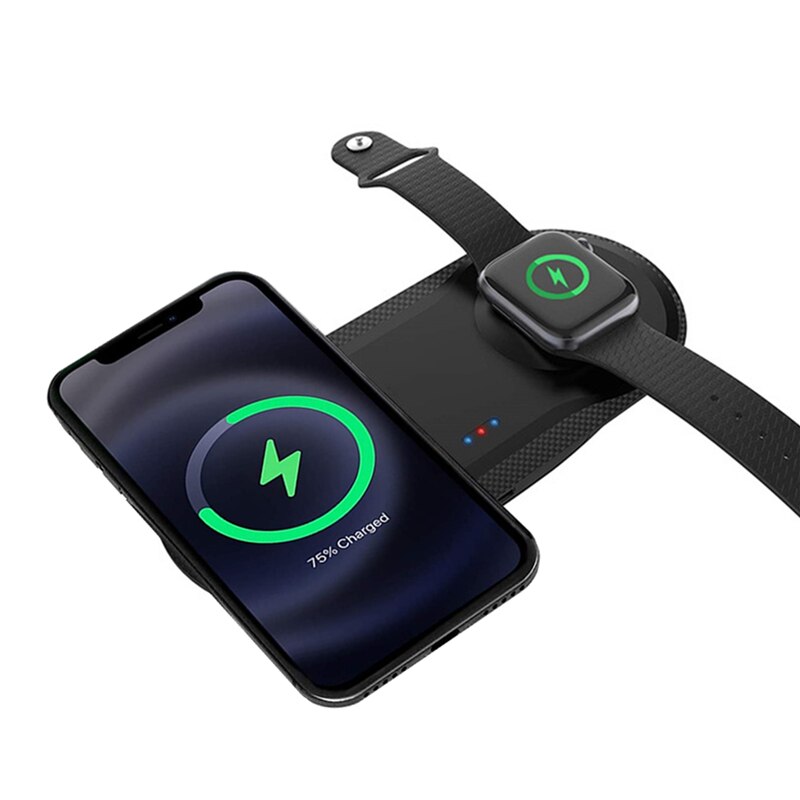 4-in-1 Wireless Charger Station 15W - For Apple Watch, AirPods, iPhone, Samsung - Type-C: 2 IN 1 Black