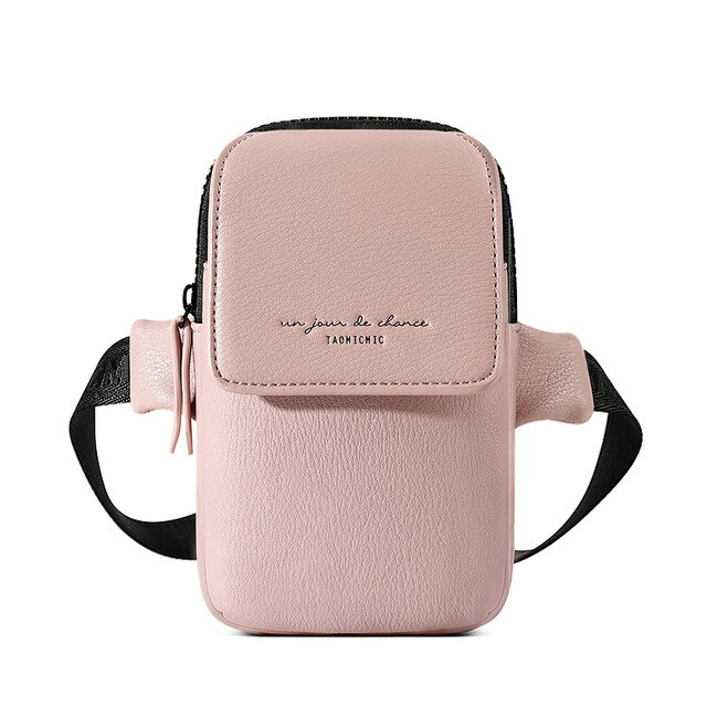 Bolso cruzado de para mujer, mochila de pecho con cinturón de estilo Hip Hop, Mini riñonera femenina de cuero PU con bolsillo para teléfono: Pink