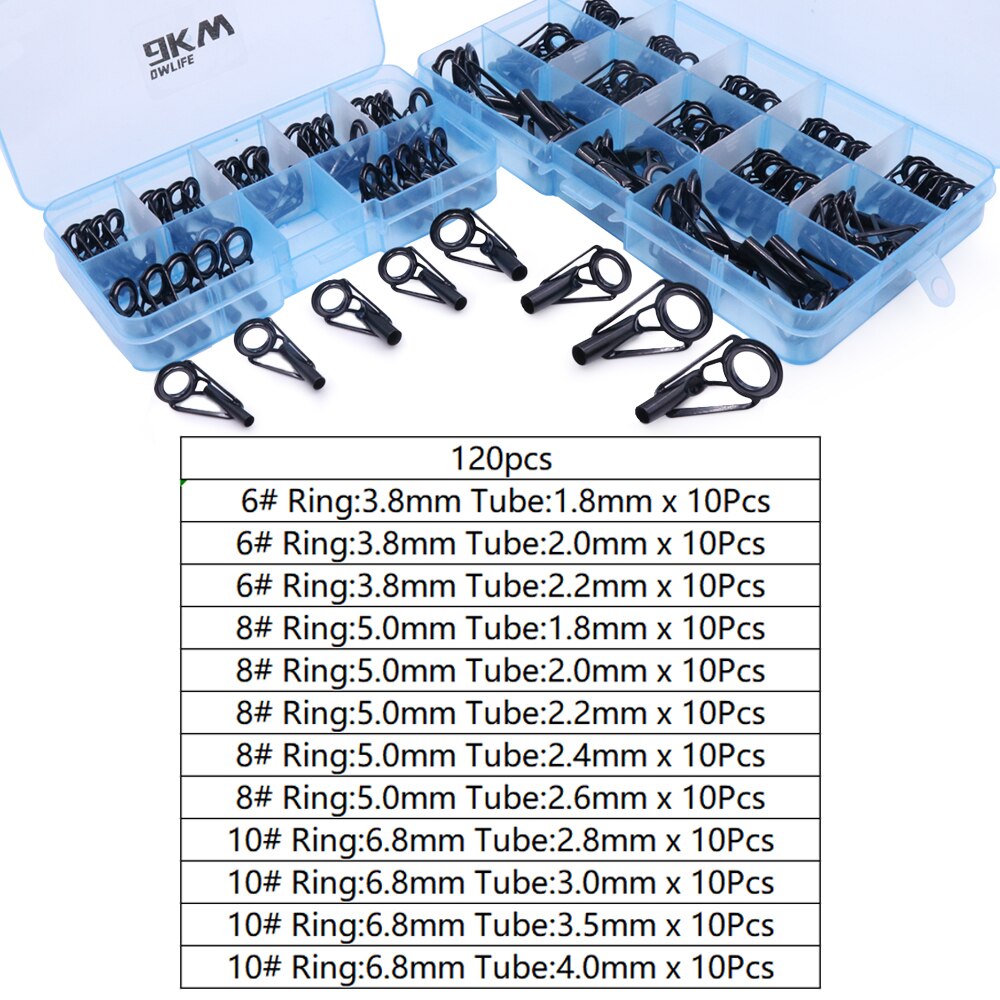Juego de Kit de reparación de punta guía de caña de pescar, 24 ~ 230 Uds., guía de construcción de caña, anillo de cerámica de acero inoxidable, caja de pesca de agua dulce y salada: YELLOW