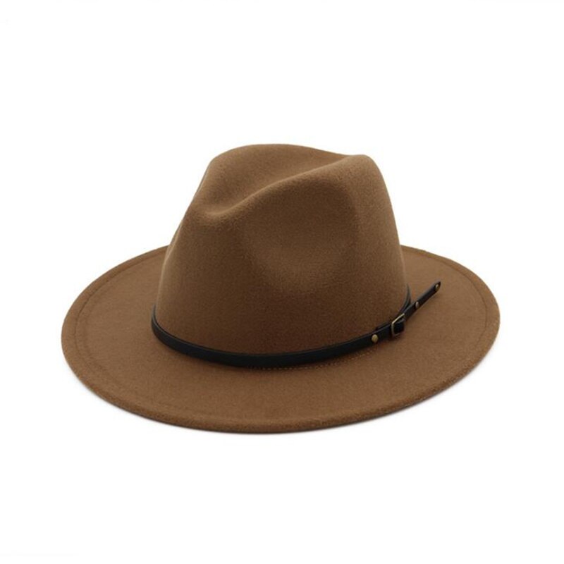 Uldfilt fedora hat kasket bred kant med bælte damer trilby chapeu feminino hat kvinder mænd jazz kirke gudfar sombrero kasketter  h3
