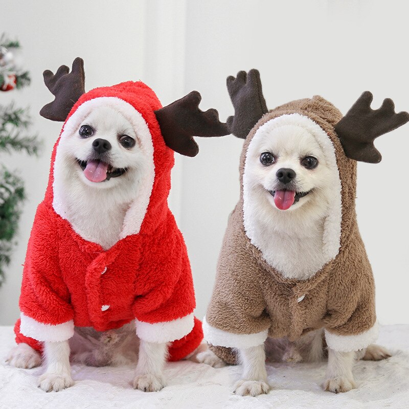Traje para Perro de invierno cálido, chaqueta polar, pijama, Ropa para Perro pequeño, Chihuahua, disfraz de gato de Navidad
