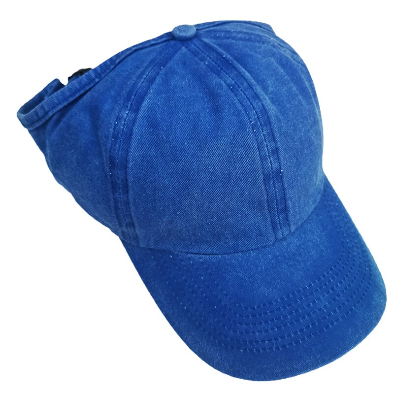 Gorra de béisbol con cola de caballo para mujer, gorros de moño desordenado para mujer, Snapback de algodón lavado, visera de verano informal, sombreros deportivos para exteriores: blue
