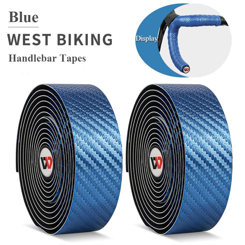 West biking bicicleta guiador fita de estrada de carbono fita envoltório ciclismo guiador banda com bar plugues mtb acessórios para montanha: Style B Blue