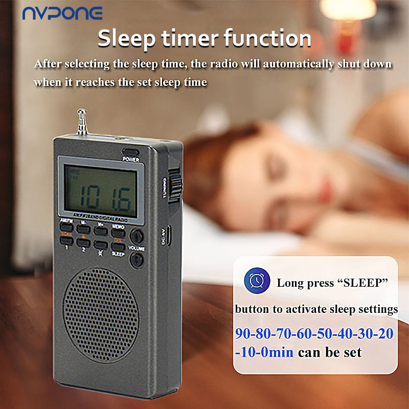 FM AM Radio Mini Portable 9K/10K Radios Receiver Built-in Speaker Backlight HD Display Screen Alarm Clock Sleep Timer Elder