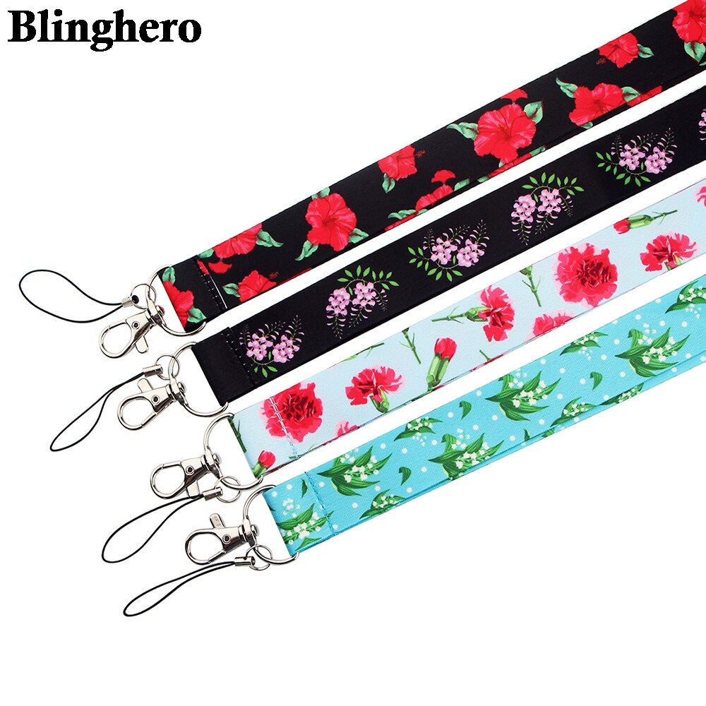 CA1520 Small Flower Neck Strap Lanyards for Key ID Card Gym Cell Phone Straps USB Badge Holder DIY Hanging Rope Lariat Lanyard