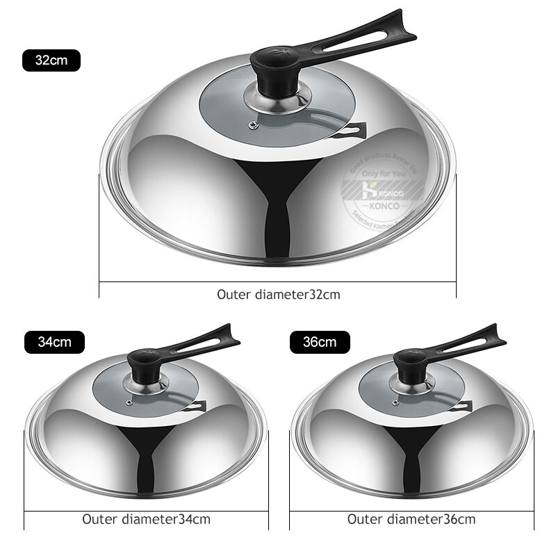 Stainless Steel Pot Lid,Household Frying Pan Lid Anti-scalding Wok Lid Transparent Steamer Lid Universal Glass Lid -32/34/36cm
