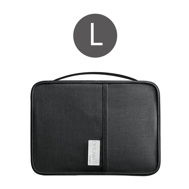 Couverture de passeport de voyage, porte-passeport étanche, multifonctionnel, organisateur de documents d&#39;identité, accessoires pour cartes de crédit: Black L